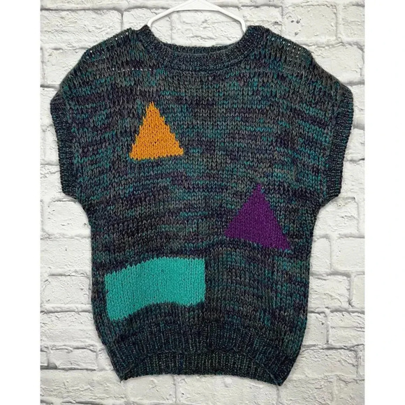 80s vintage SML SPORT hand knitted mohair wool blend sweater top size M. - Picture 1 of 7